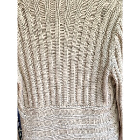 Jones New York Signature Wool-Blend Ribbed Knit Cardigan L Beige One-Button - Picture 10 of 11